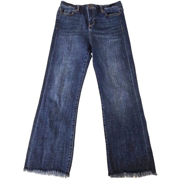 Nwot Liverpool Los Angeles Midrise The Crop Flare Dark wash Raw hem Jeans - Picture 17 of 17